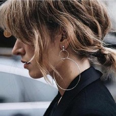 Circle Shape Silver Metal Earrings for Women