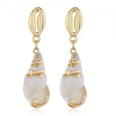 Seashell Shaped Gold Metal Earrings for Lady