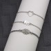Silver Metal Heart and Elephant Shape Bracelet Set For Women