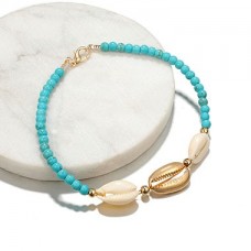 Bead Embellished Seashell Design Turquoise Bracelet