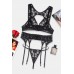 Seductive Black Lace Bralette Garter Set