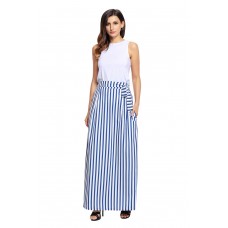 Light Blue Striped Maxi Skirt