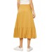 Lace-up High Waist Mustard Ruffle Hem A-line Skirt