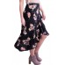 Floral Ruffle Wrap Skirt in Black