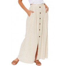 Beige Buttoned Maxi Skirt